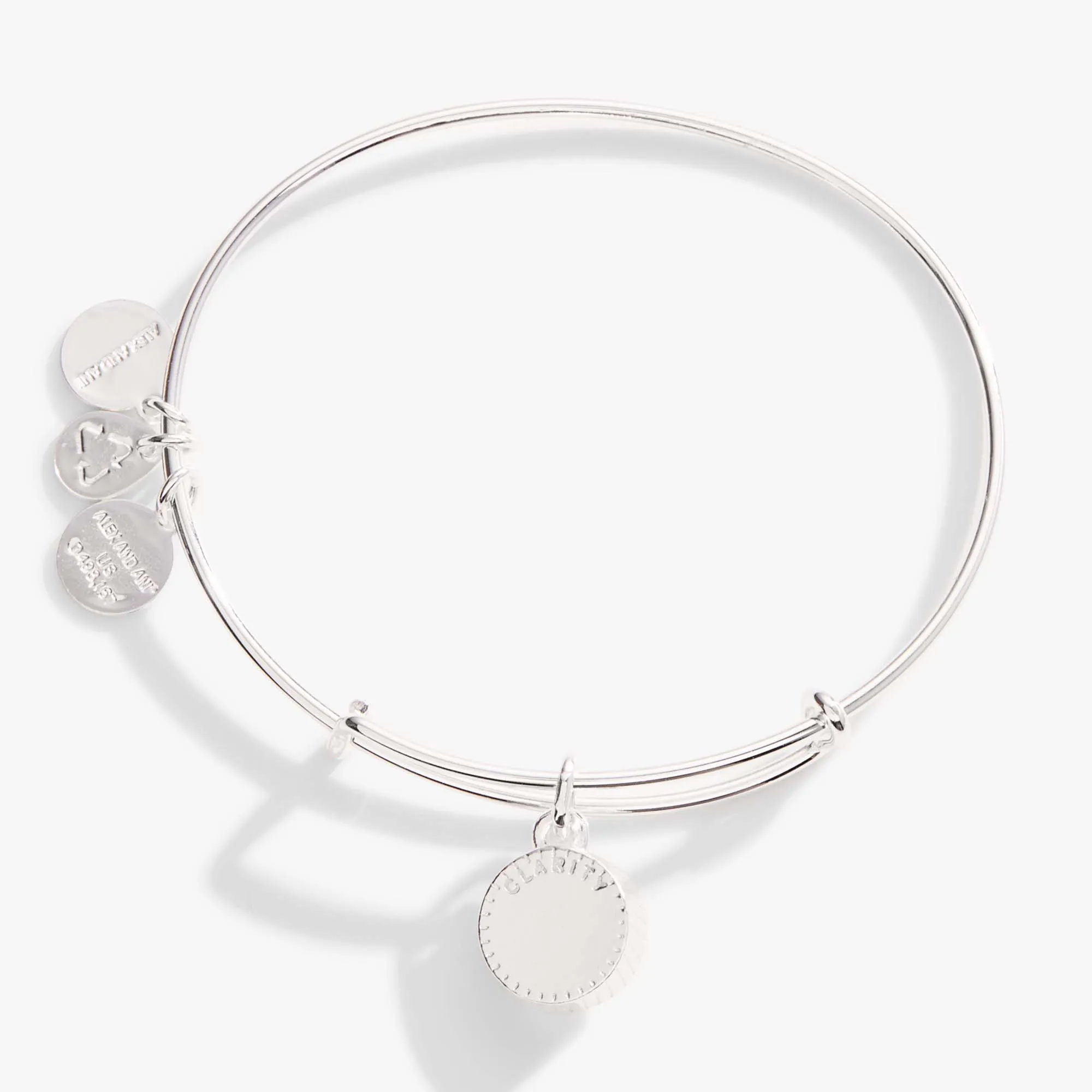 April Birthstone Charm Bangle, Clear Crystal