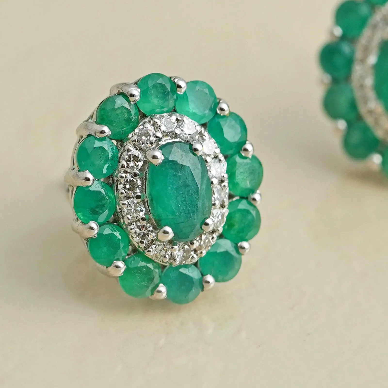 Azure Emerald Ear Studs