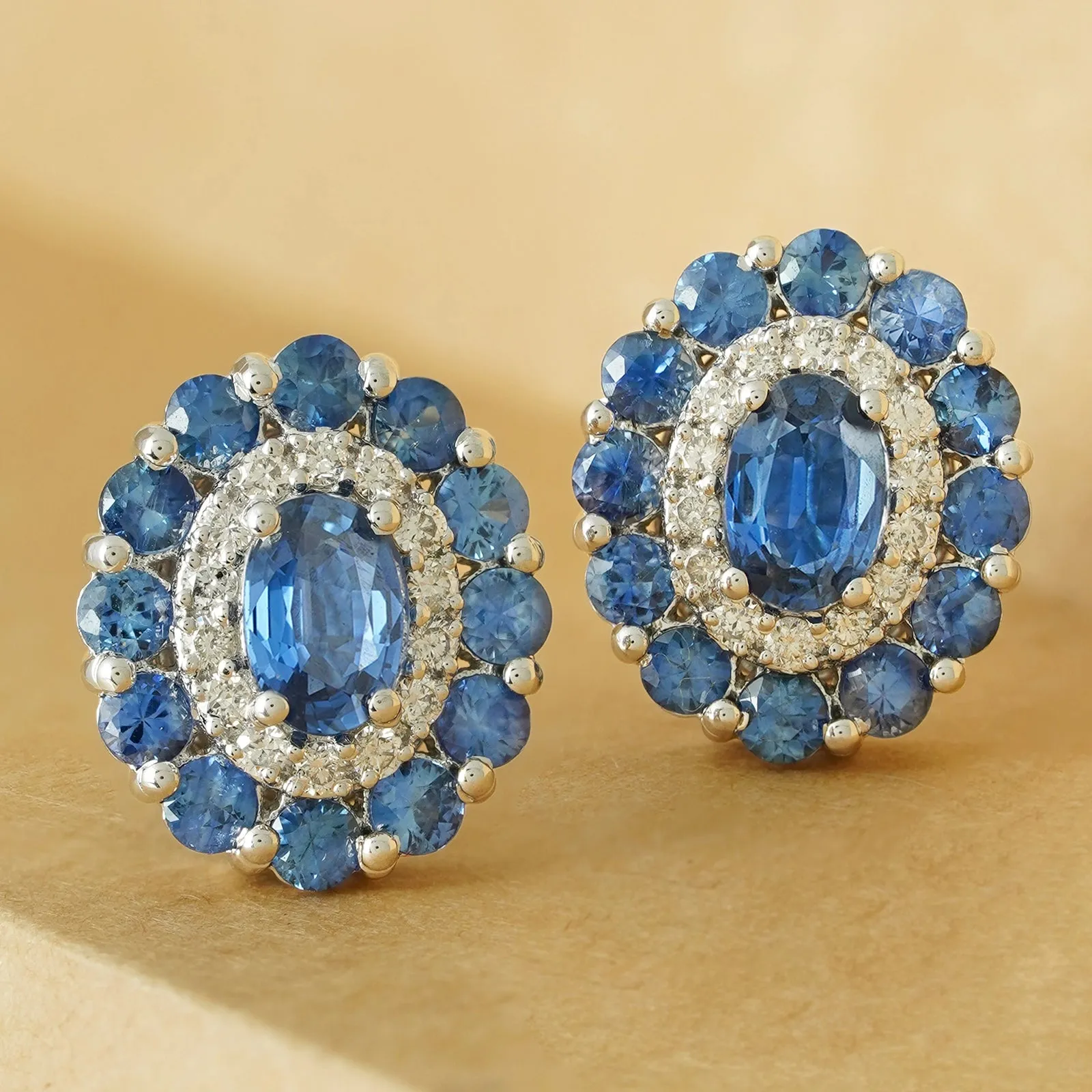 Azure Sapphire Ear Studs