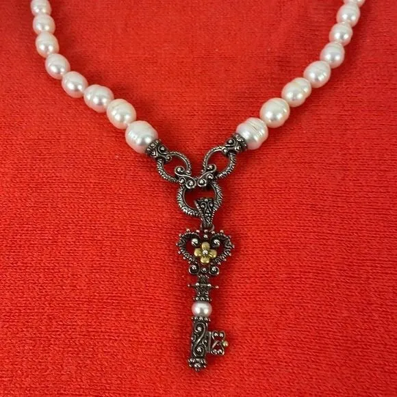 BarbaraBixbyPearl Necklace With Key Enhancer Necklace