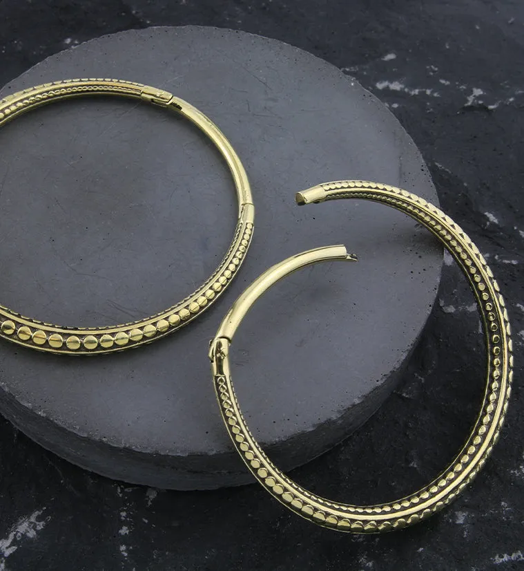 Beaded Hoop Brass Hinged Ear Weights