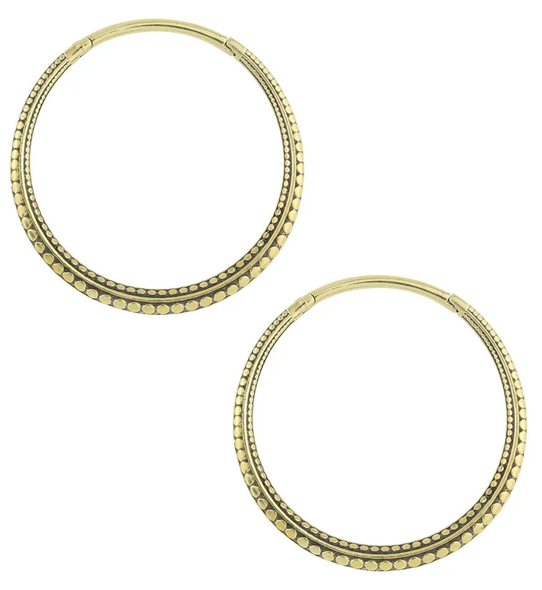 Beaded Hoop Brass Hinged Ear Weights