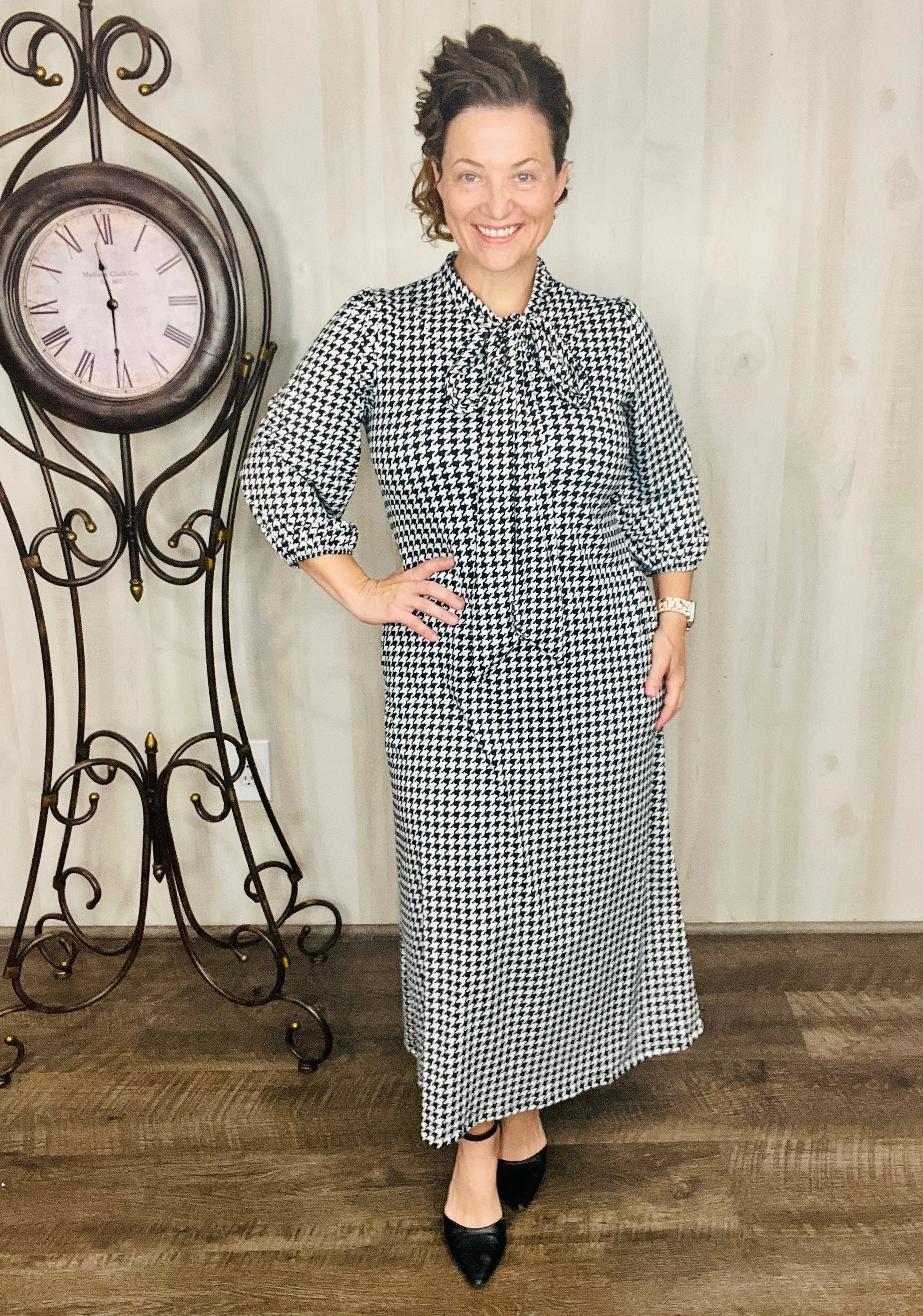 Becky Bow Houndstooth Dress