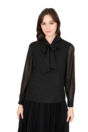 Black Self- tie Blouse