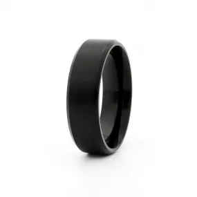 Black Titanium Ion-Plated Stainless Steel 8mm Wide Beveled Edge Band Rings