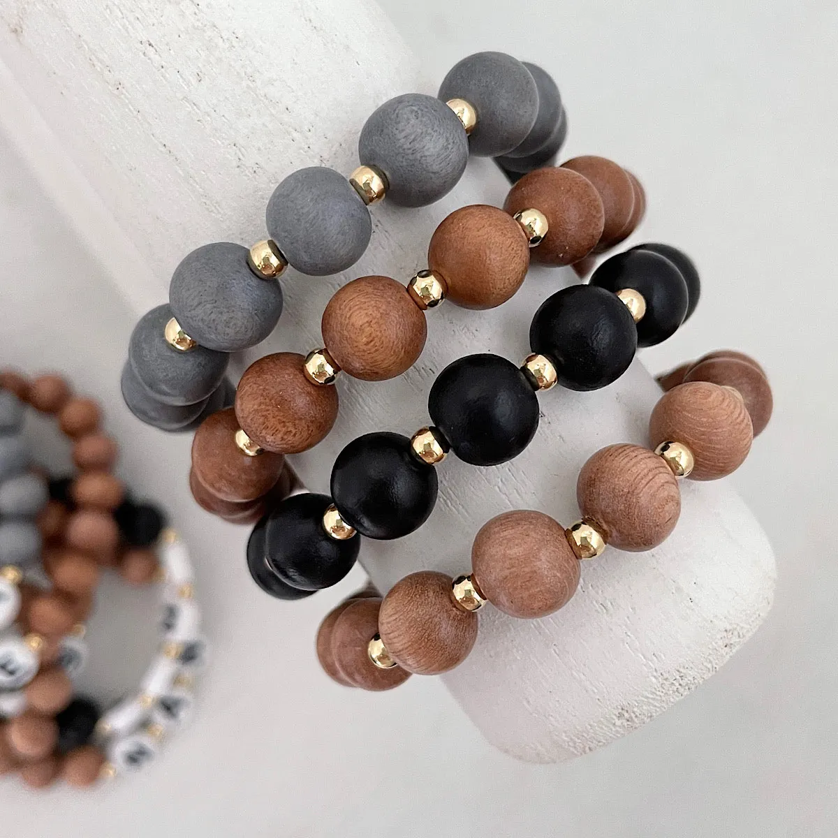 Boho XL Wood Bead Stacking Bracelets