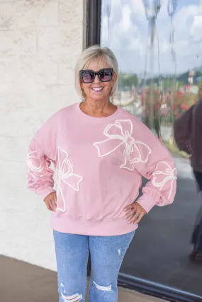 Bow Tie Perfection Pink Sweatshirt