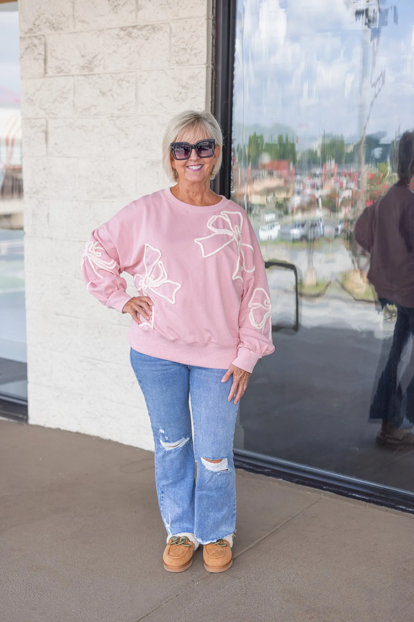 Bow Tie Perfection Pink Sweatshirt