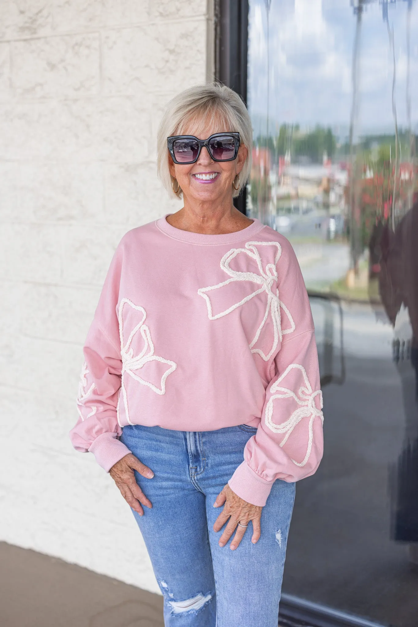 Bow Tie Perfection Pink Sweatshirt