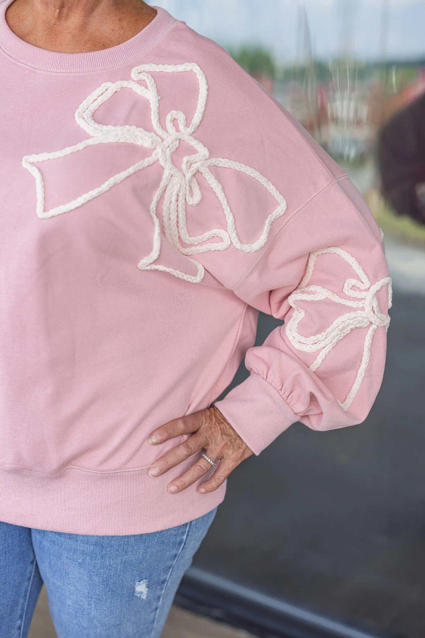 Bow Tie Perfection Pink Sweatshirt