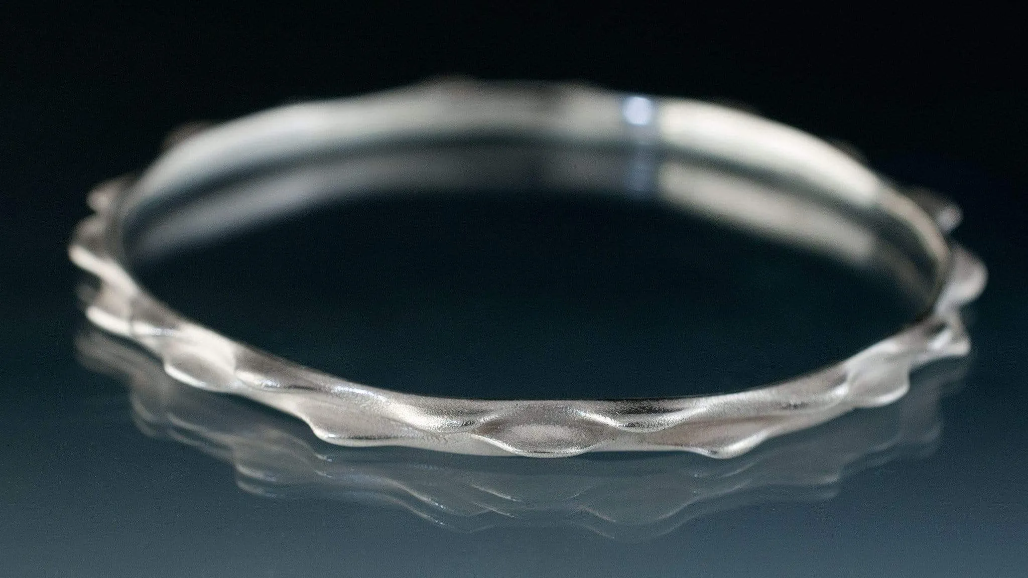 Bumpy Bracelet Bangle 3D Printed and Cast Oxidized Sterling Silver Bangle, Ready to Ship