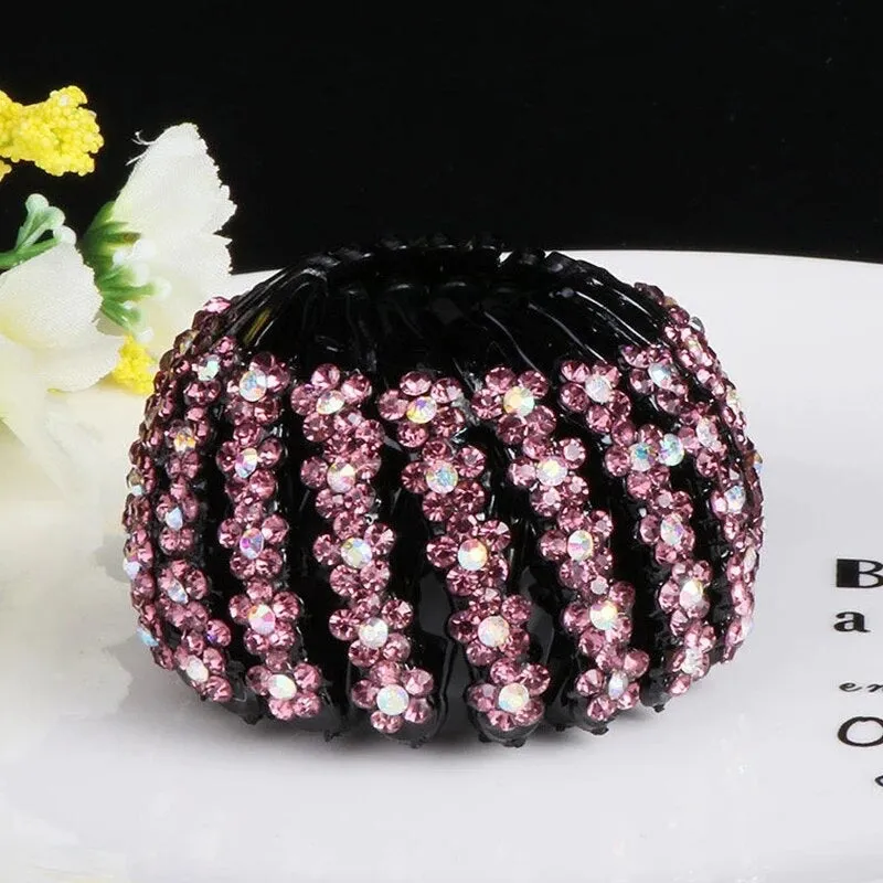 Bun Crystal Flowers hair claw