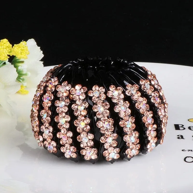 Bun Crystal Flowers hair claw