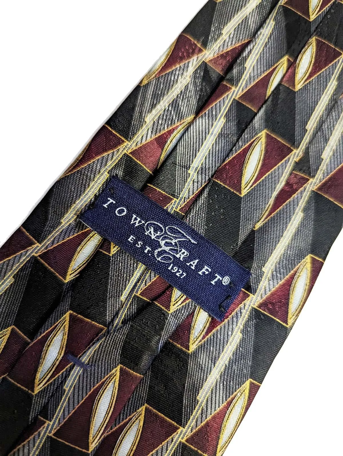 Burgundy & Grey Clip On Vintage Tie