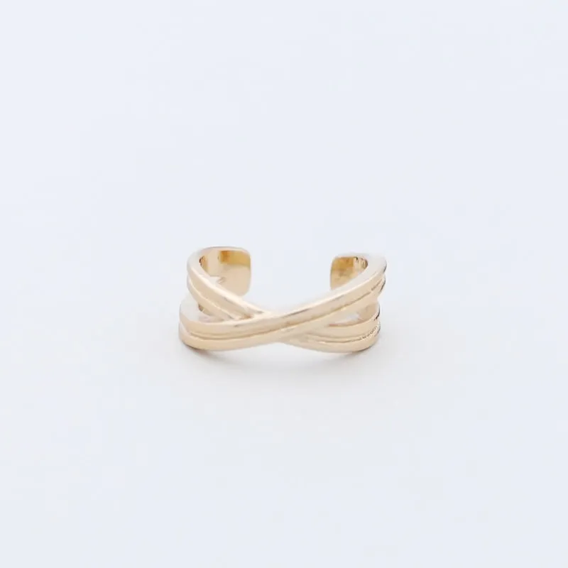 Cross Lines Ear Cuff - Gold