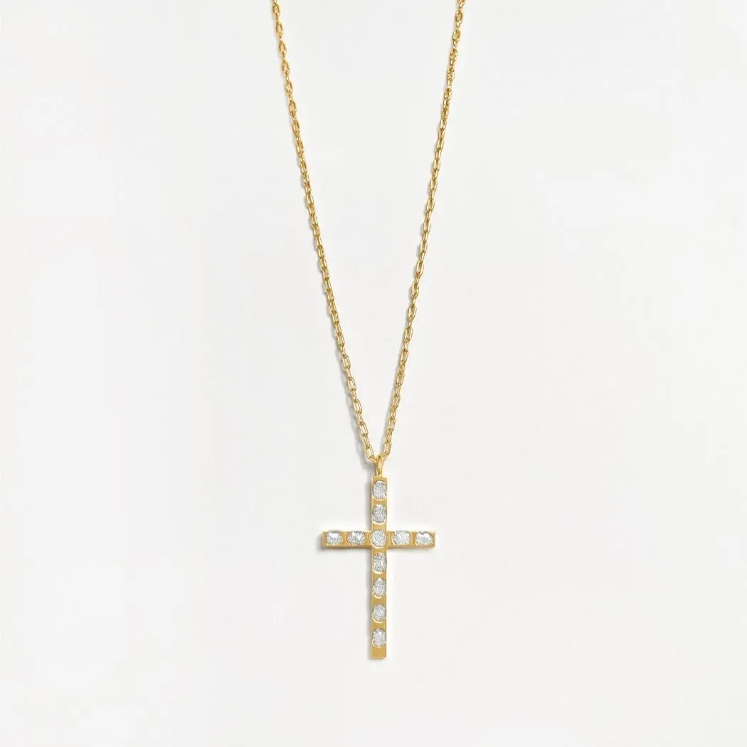 Cross Pendant (Crystal) - Gold