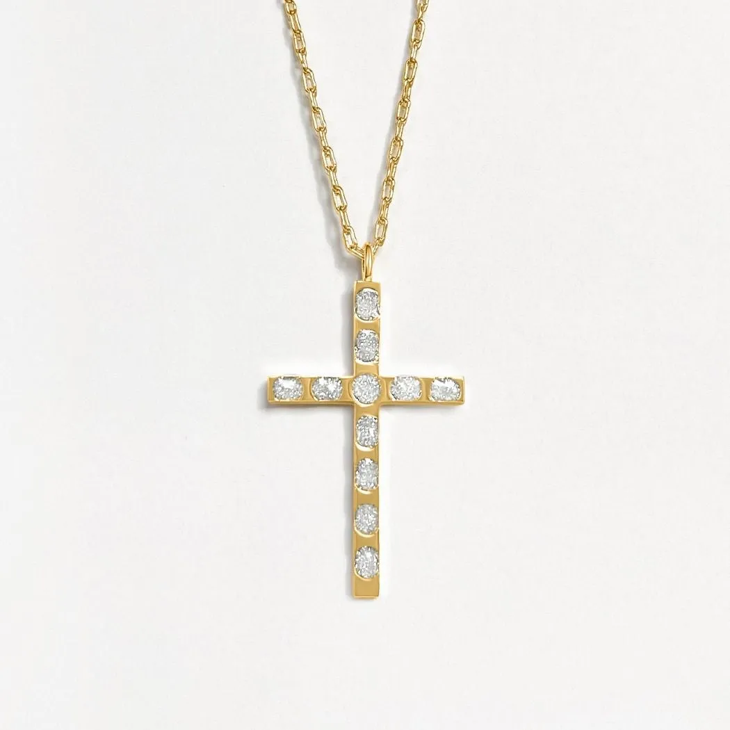 Cross Pendant (Crystal) - Gold