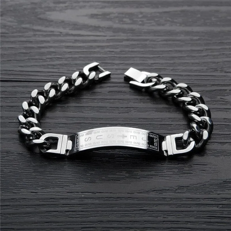 Cross WWJD Stainless Steel Wristband Bracelets