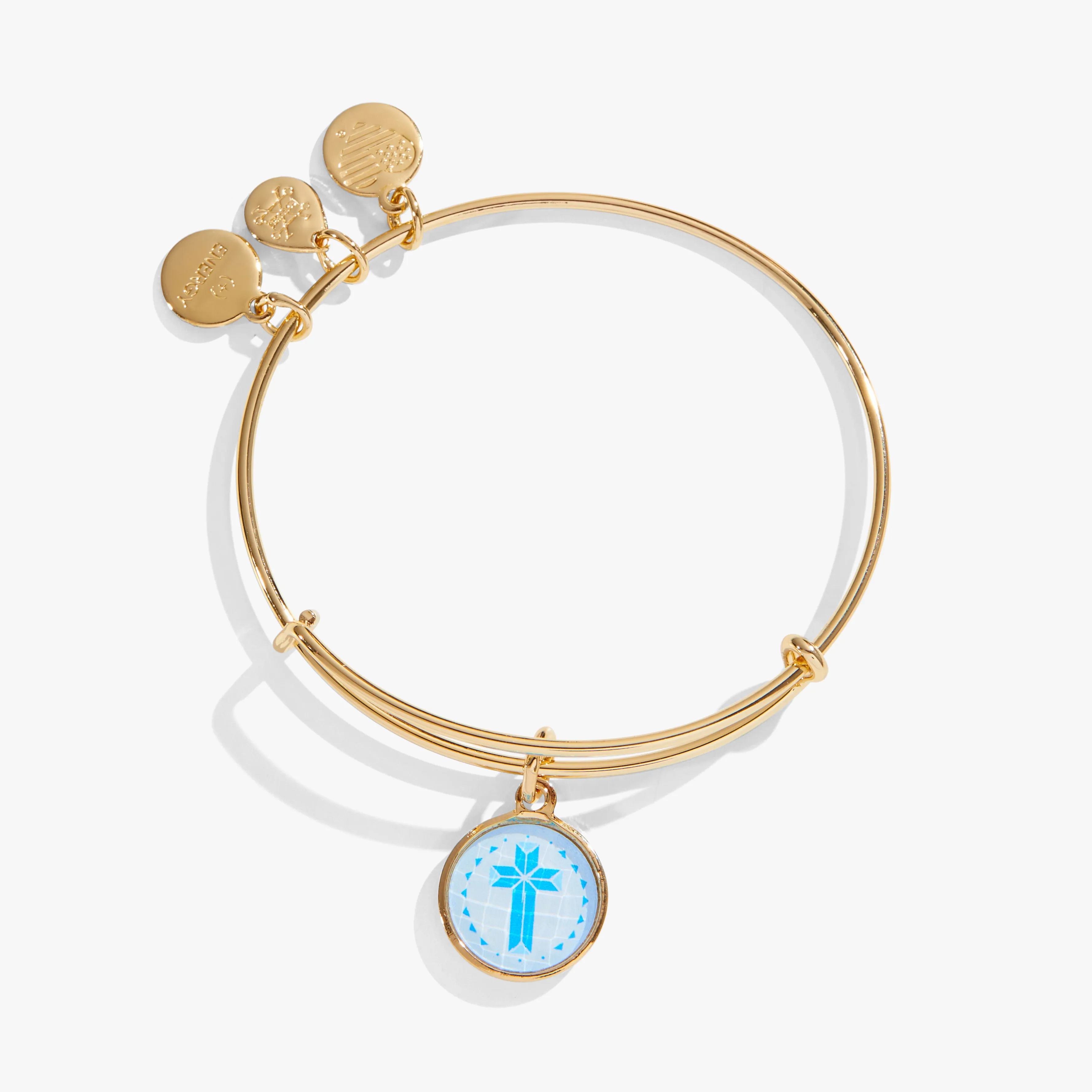 Crystal Cross Charm Bangle Bracelet