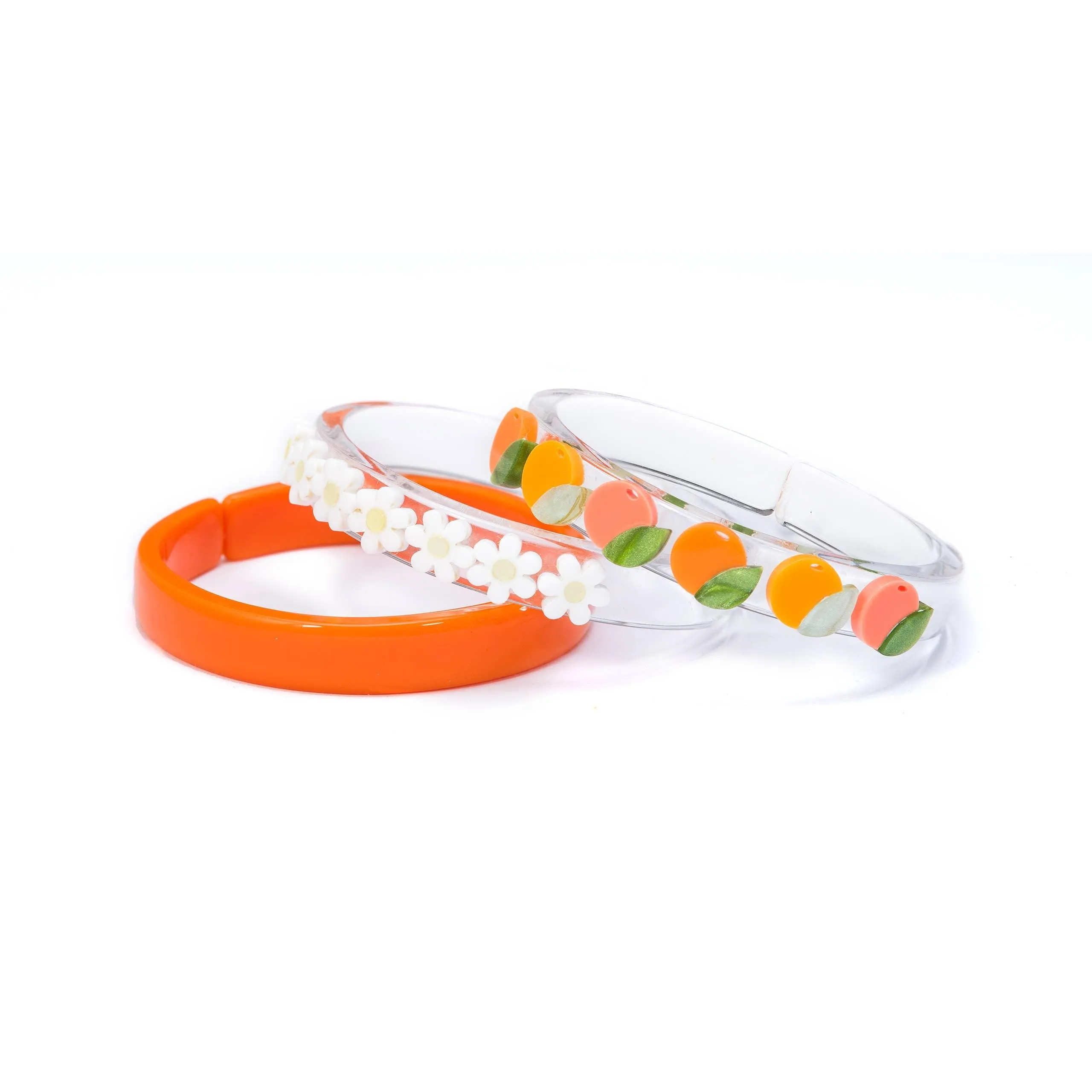 Daisy Tangerine Bangle Bracelet Set