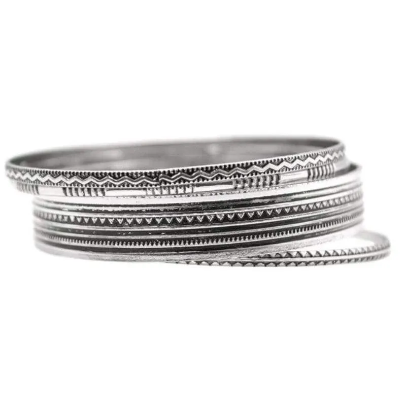 Desert Cobra Set of Silver Bangle Bracelets