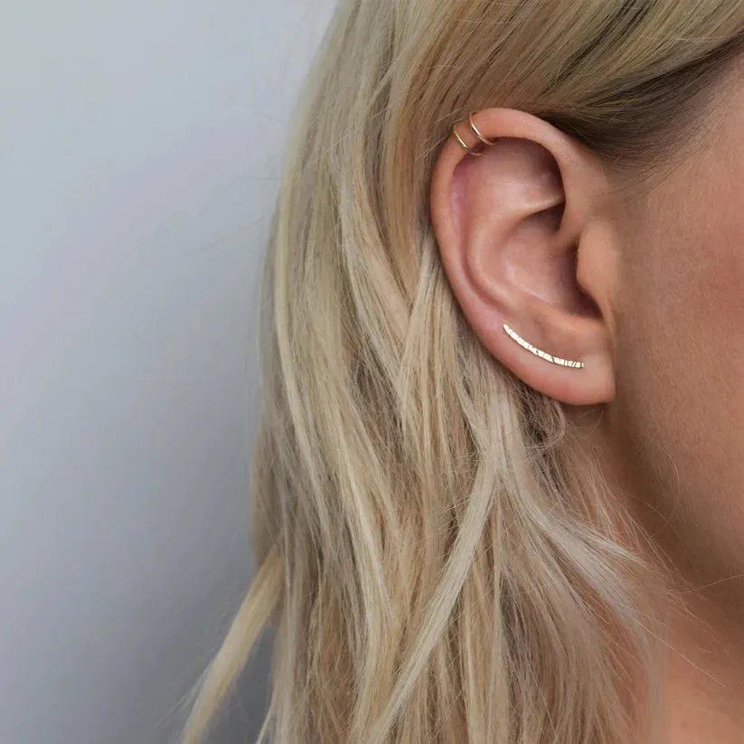 Ear Climbers - Gold - Textured