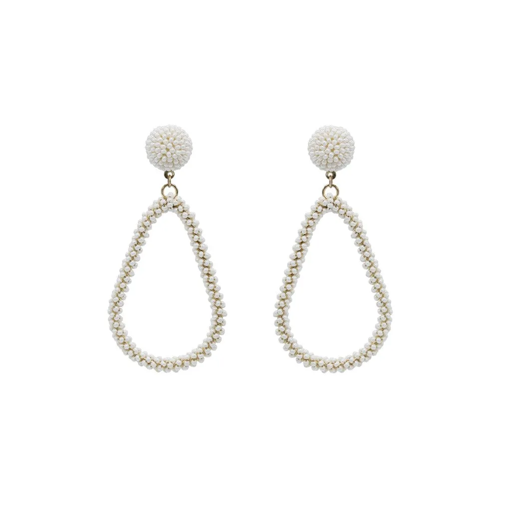 Ecru Organic Beaded Drop Earrings