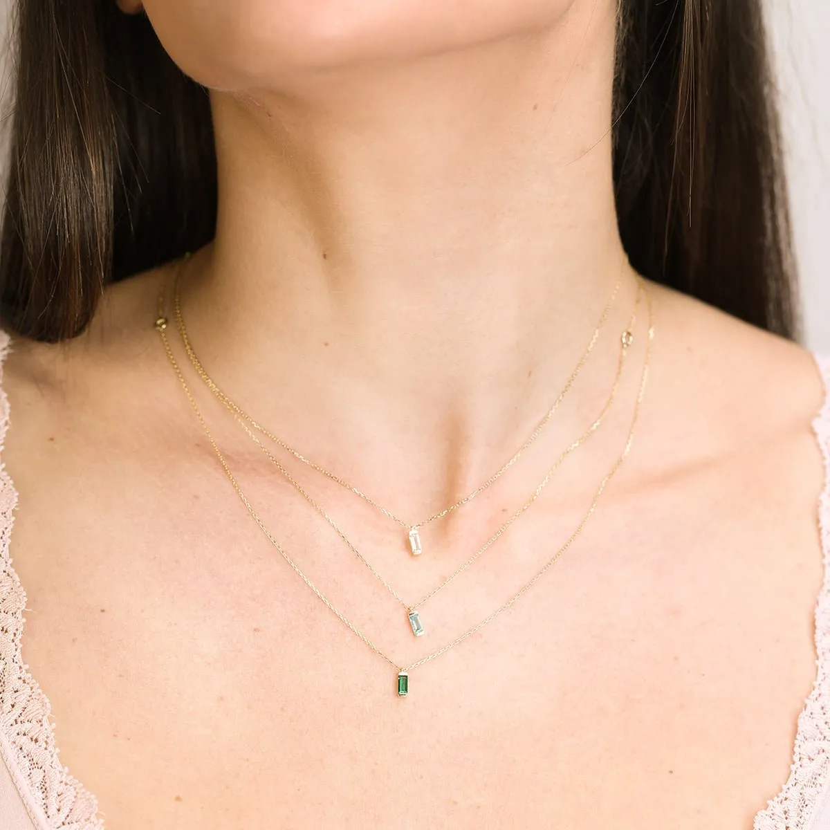 Emerald Baguette Necklace