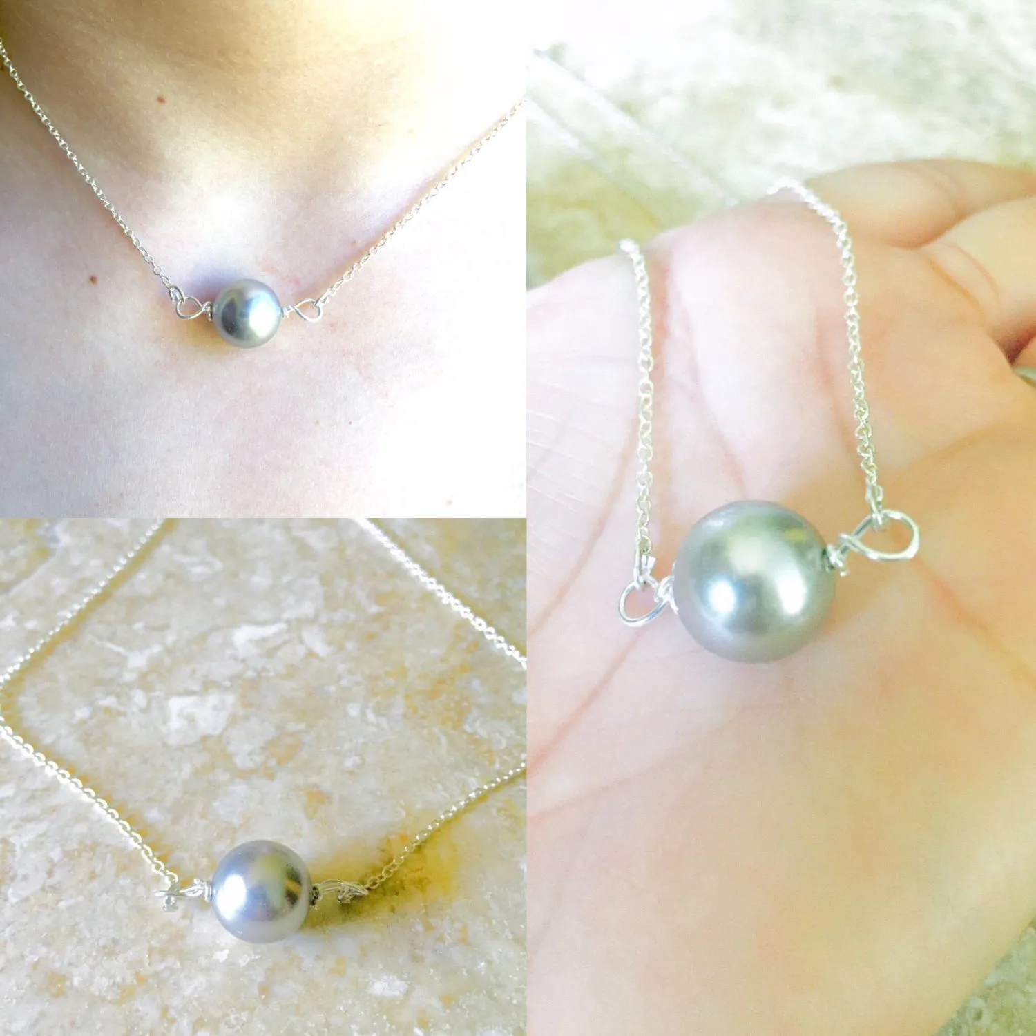 Floating Pearl Necklace, Pearl Necklace , Classic Pearl Necklace, Urban Pearl, Hawaiian Jewelry, natashaaloha