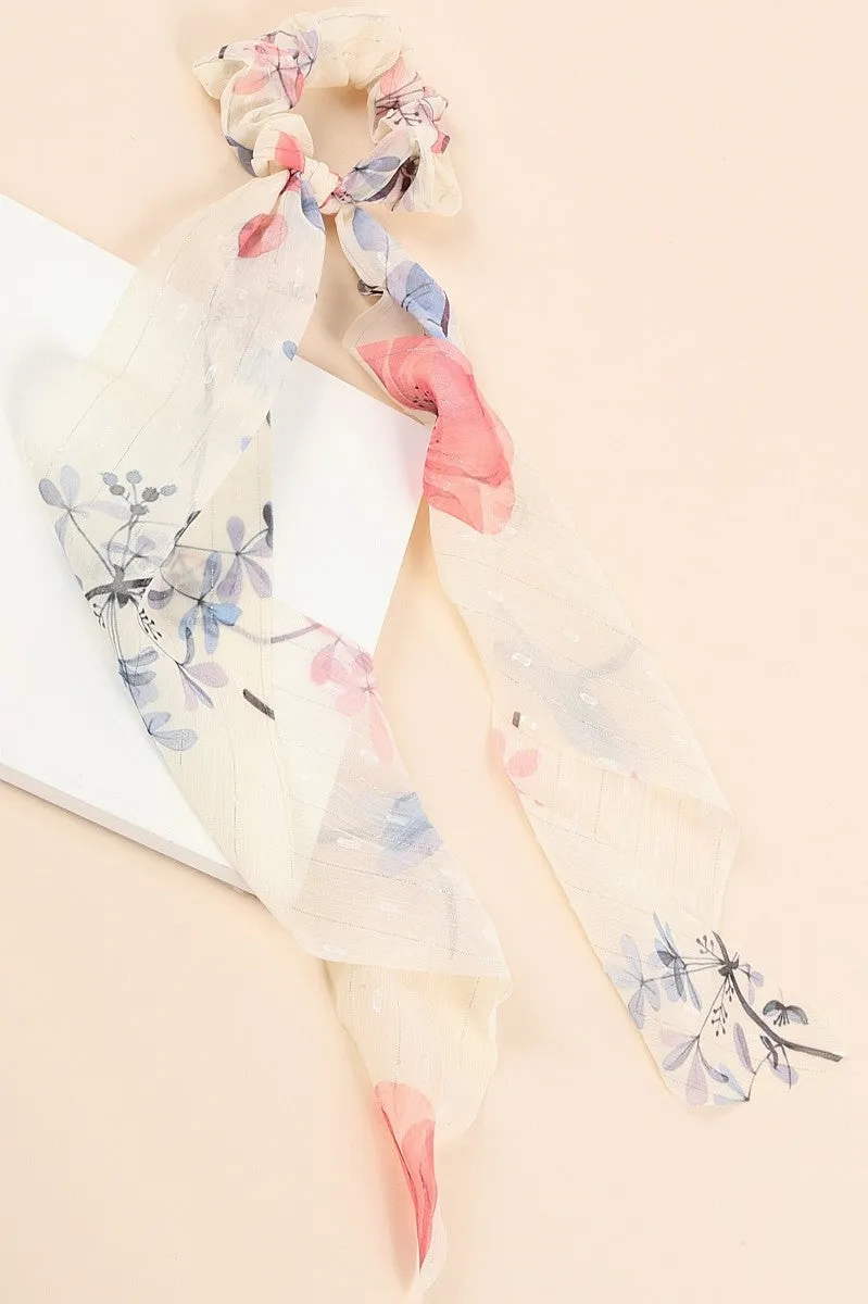 Floral Print Sparkly Hair Scarf