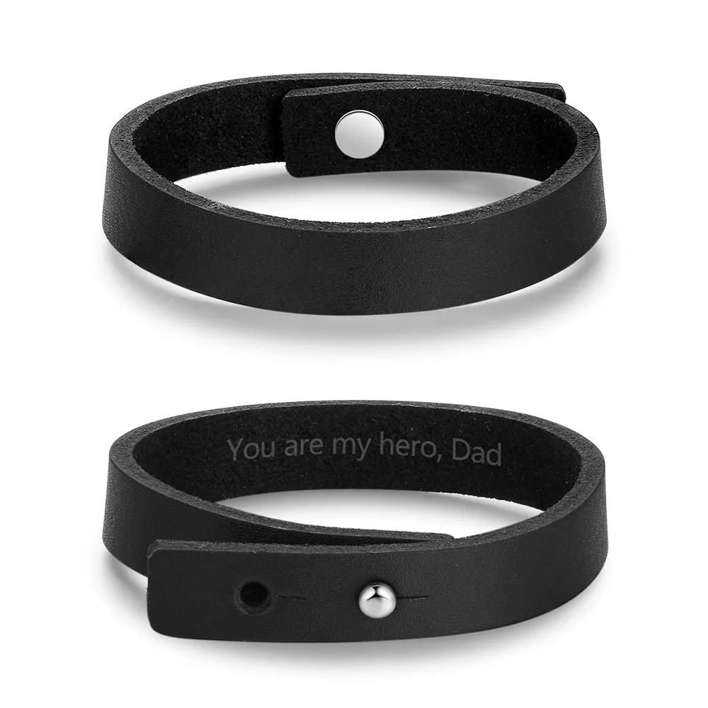 Genuine Leather Personalized Engraved Name ID Bracelets