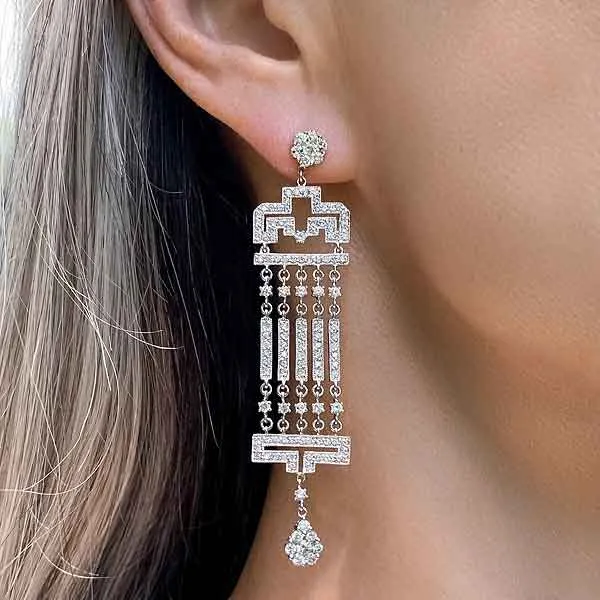 Geometric Diamond Drop Earrings