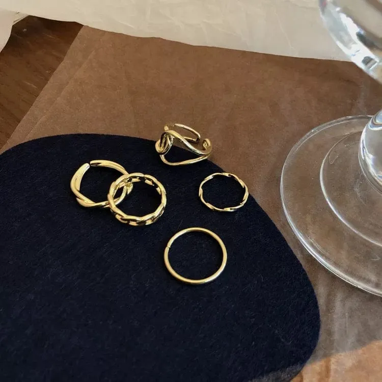 Gold 5Pc Ring Set