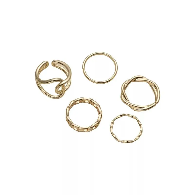 Gold 5Pc Ring Set