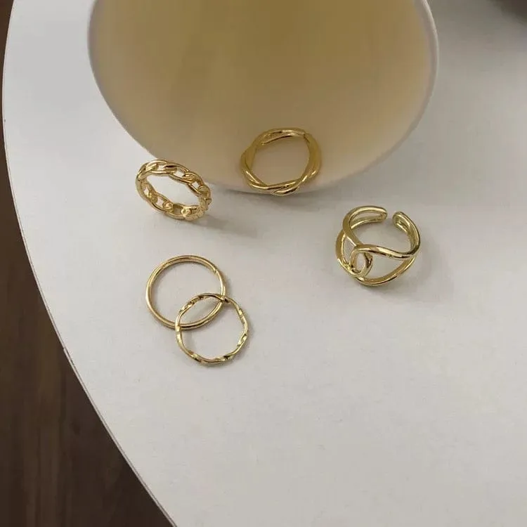 Gold 5Pc Ring Set