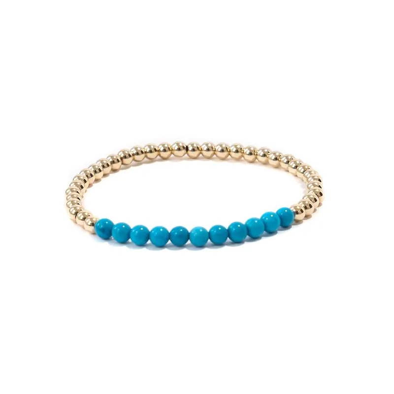 Gold Beaded Gemstone Bracelets - 4 mm