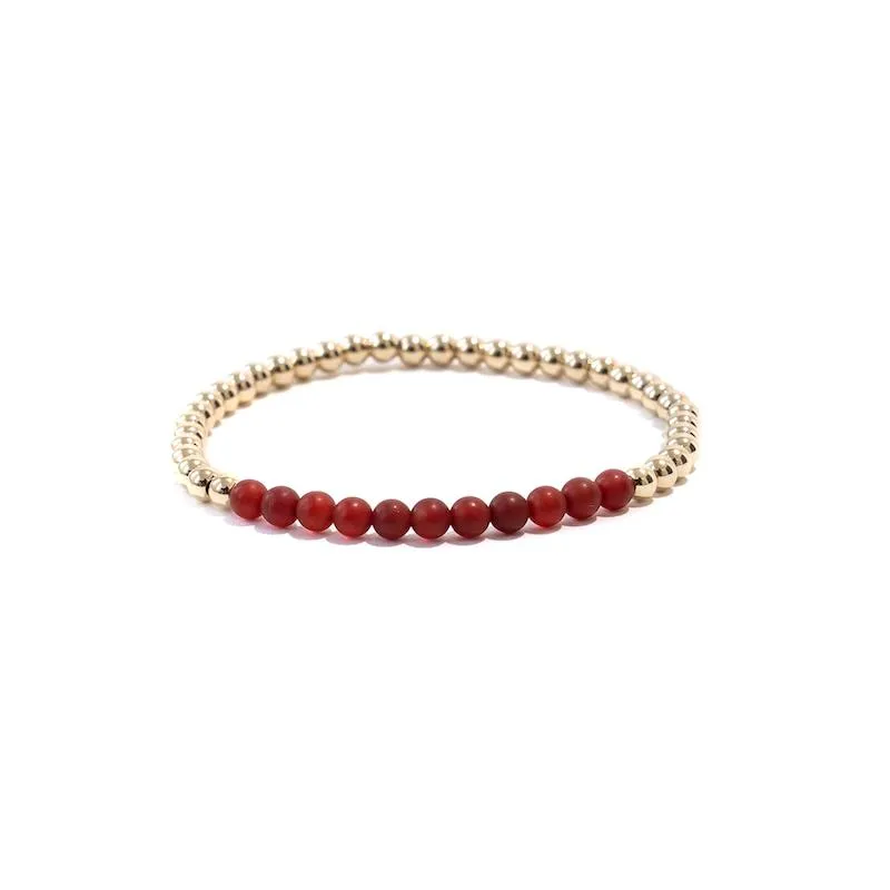 Gold Beaded Gemstone Bracelets - 4 mm