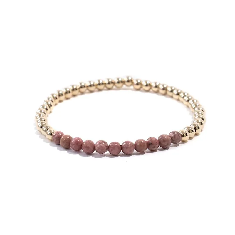 Gold Beaded Gemstone Bracelets - 4 mm