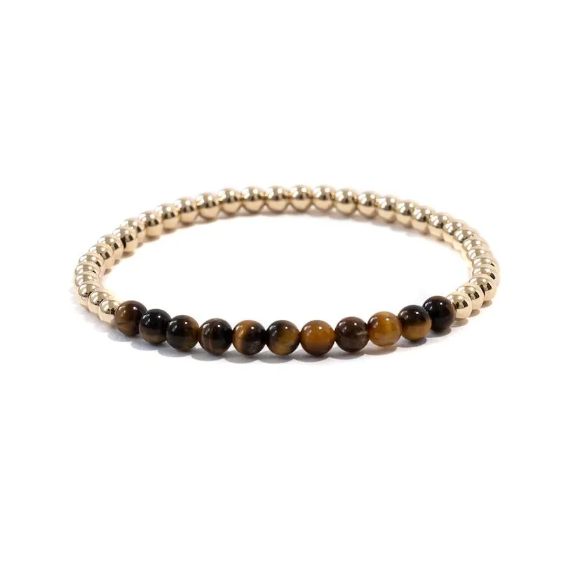 Gold Beaded Gemstone Bracelets - 4 mm