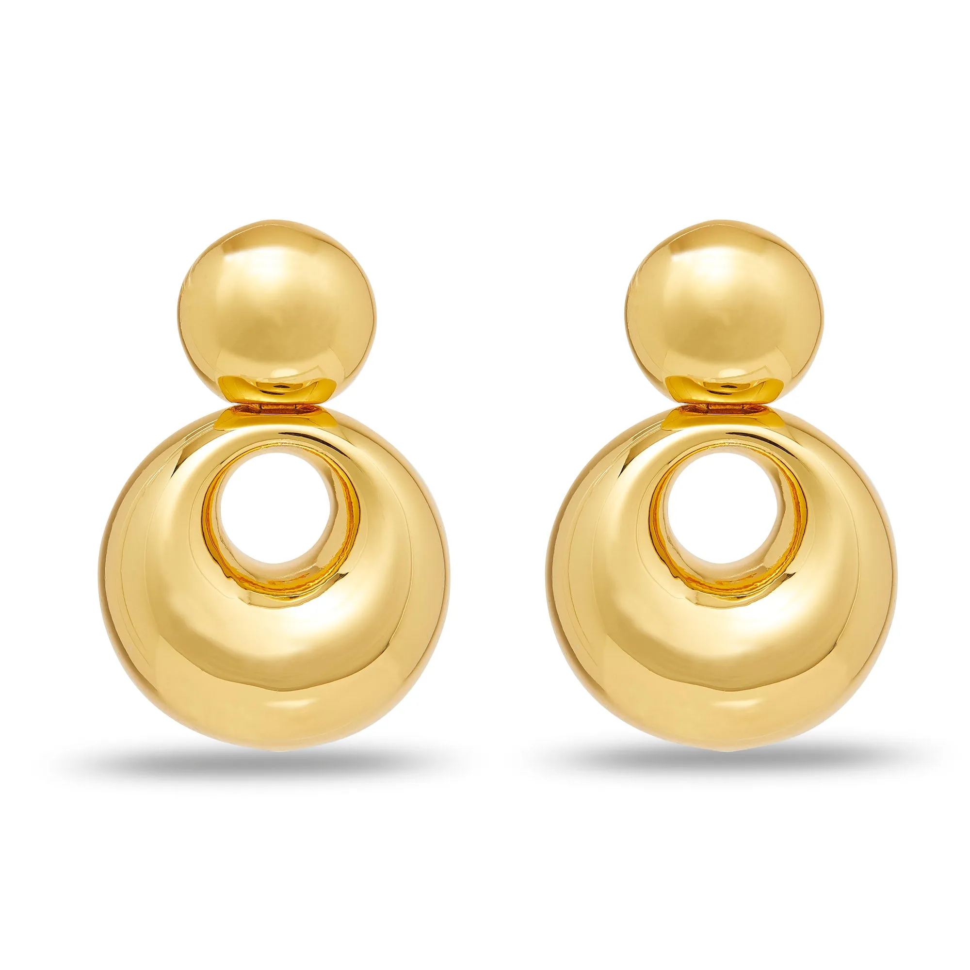 GOLD MEDALLION DROP EARRINGS