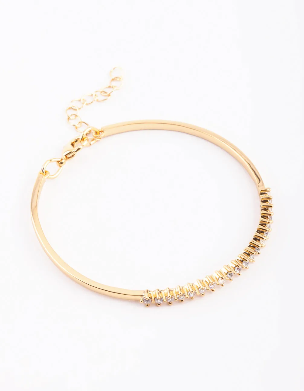 Gold Plated Baguette Bangle with Cubic Zirconia