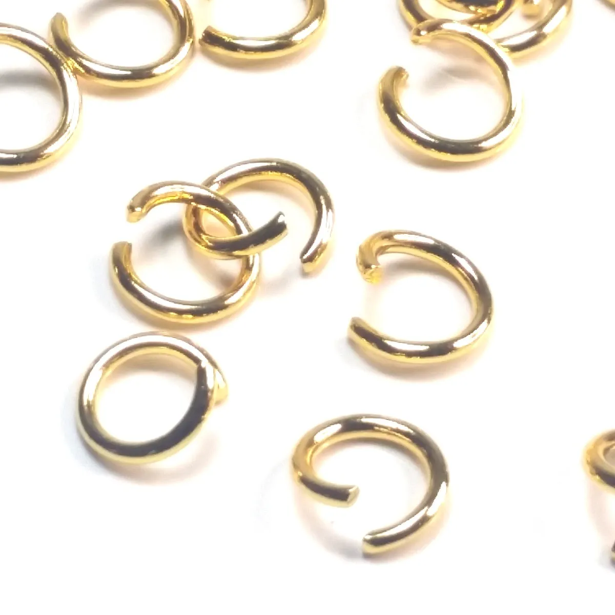 Gold Stainless Jump Rings, Open, 8x1.2mm, 5.6mm Inside Diameter, 16 gauge, Lot Size 100