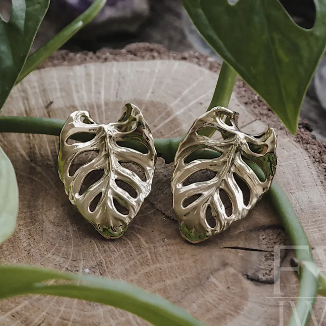 Golden Monstera Ear Weights