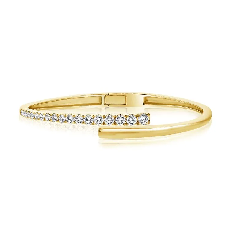 Half Solid Half Pave Cuff Bangle