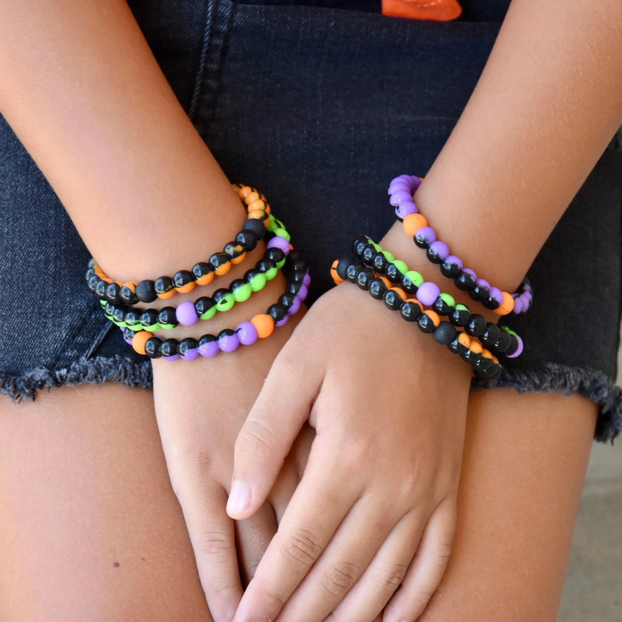 Halloween Beaded Bubble Bracelets - 6 Pack