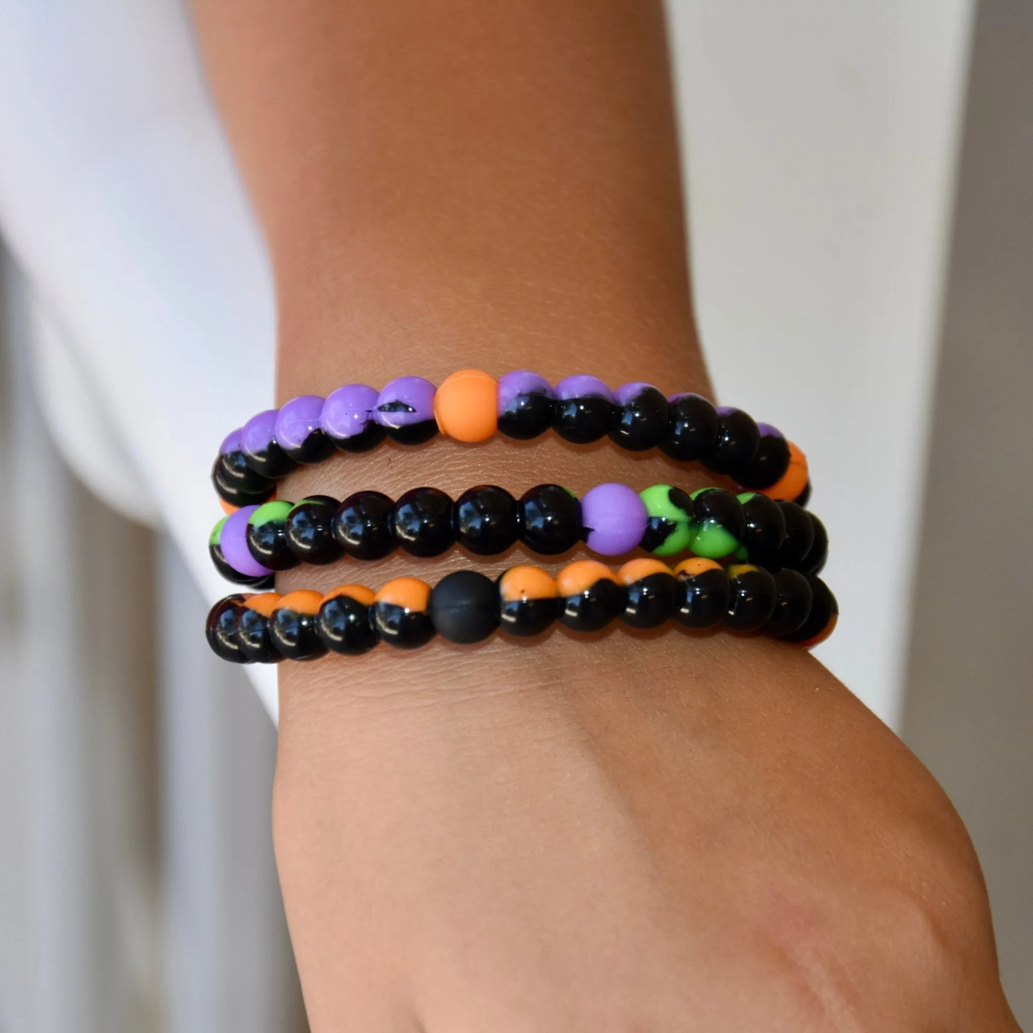 Halloween Beaded Bubble Bracelets - 6 Pack