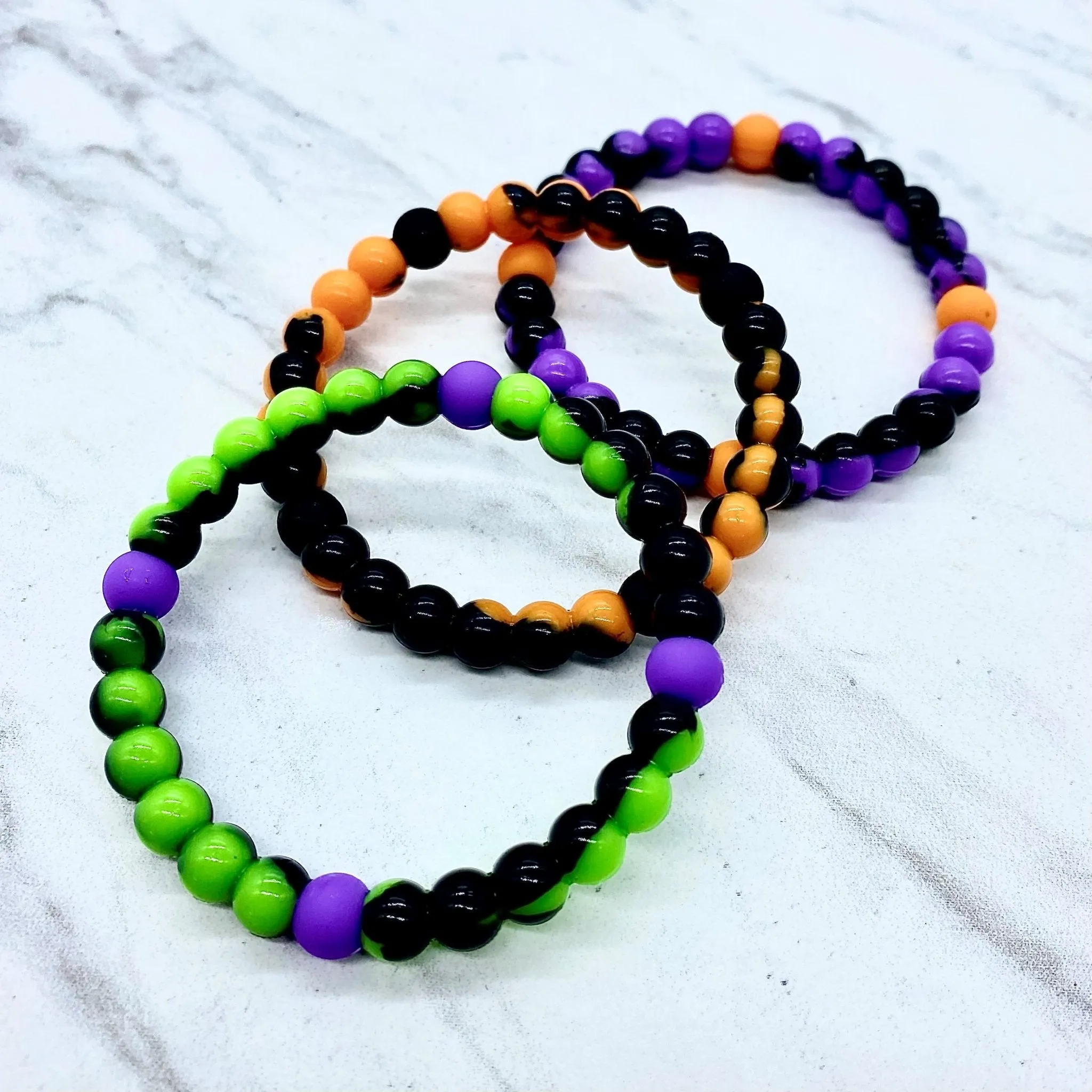 Halloween Beaded Bubble Bracelets - 6 Pack