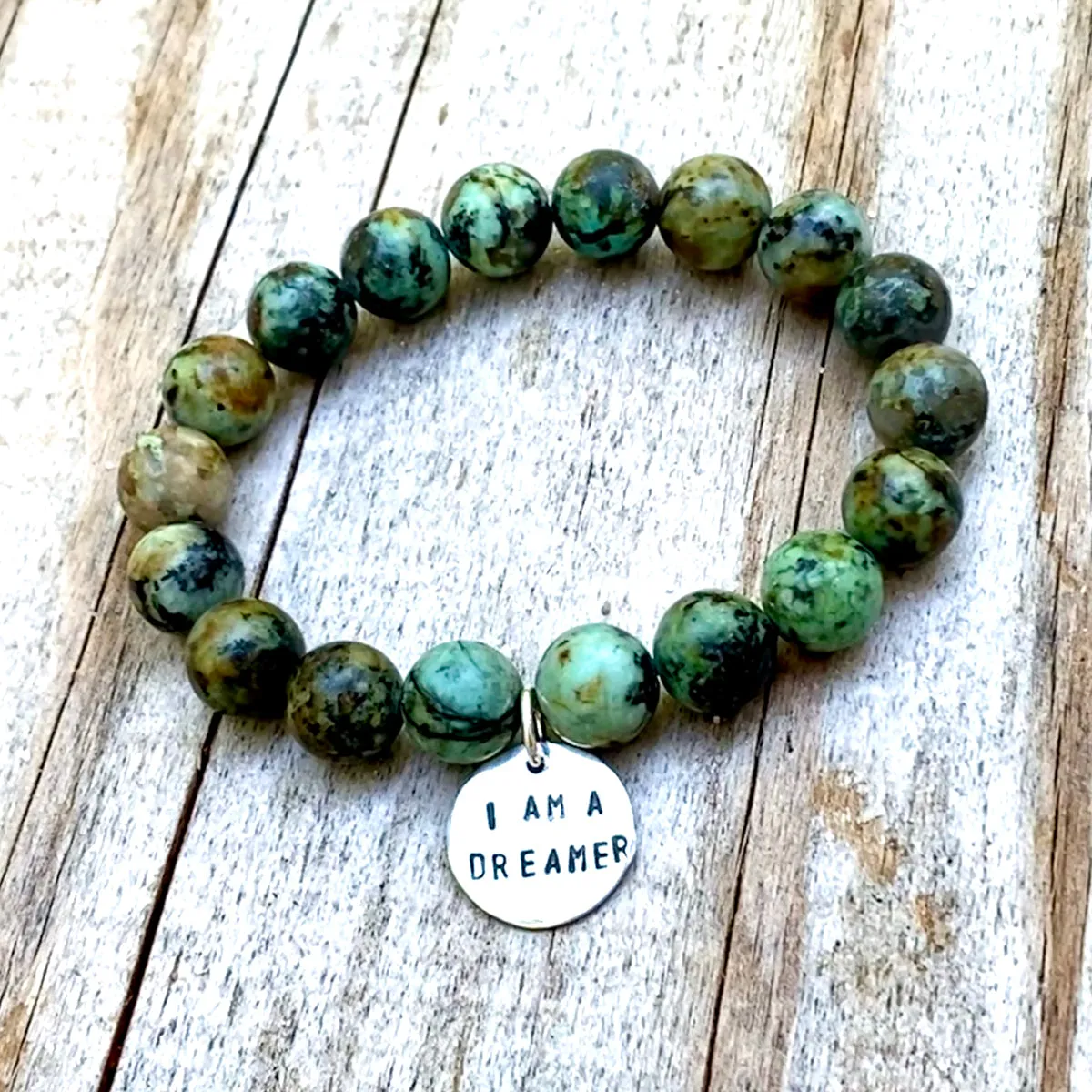 I am a Dreamer - Affirmation Bracelets Combo with African Turquoise