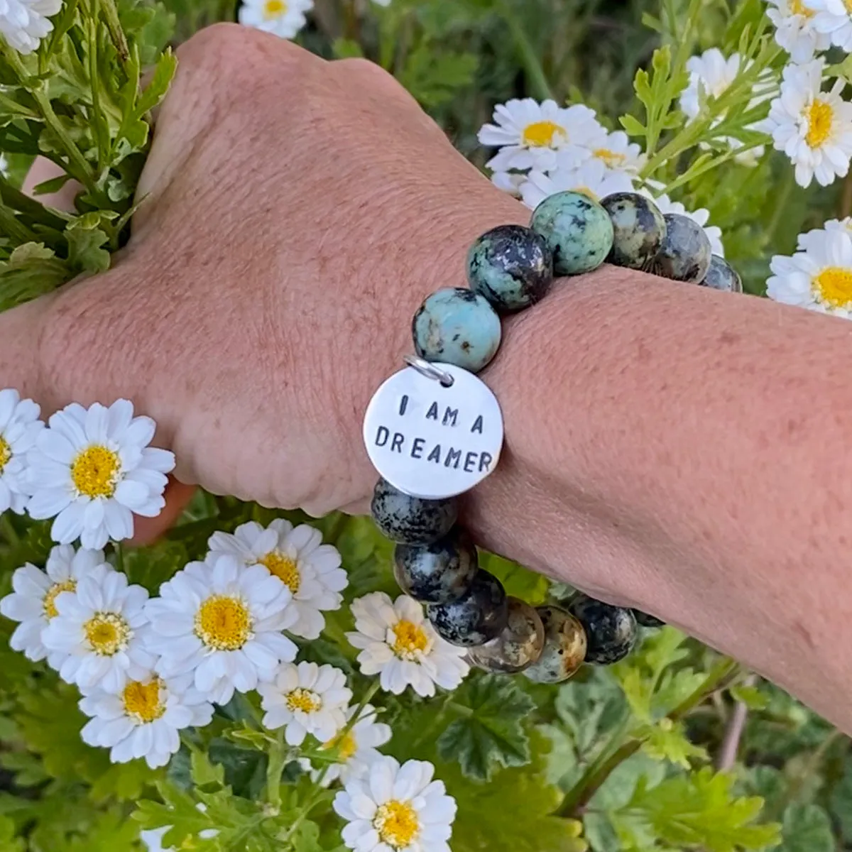 I am a Dreamer - Affirmation Bracelets Combo with African Turquoise