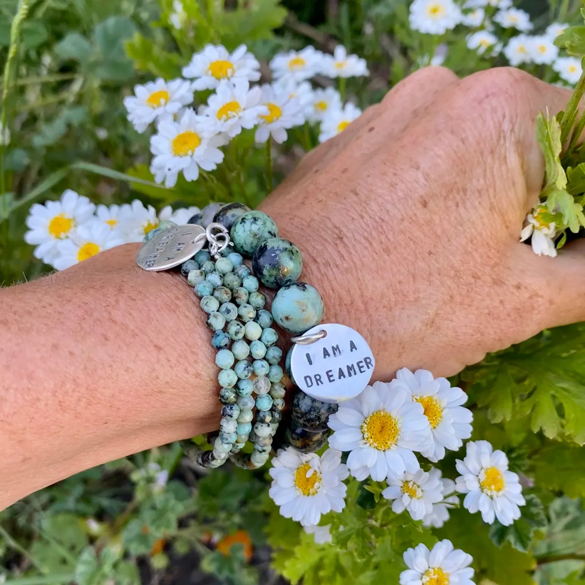 I am a Dreamer - Affirmation Bracelets Combo with African Turquoise